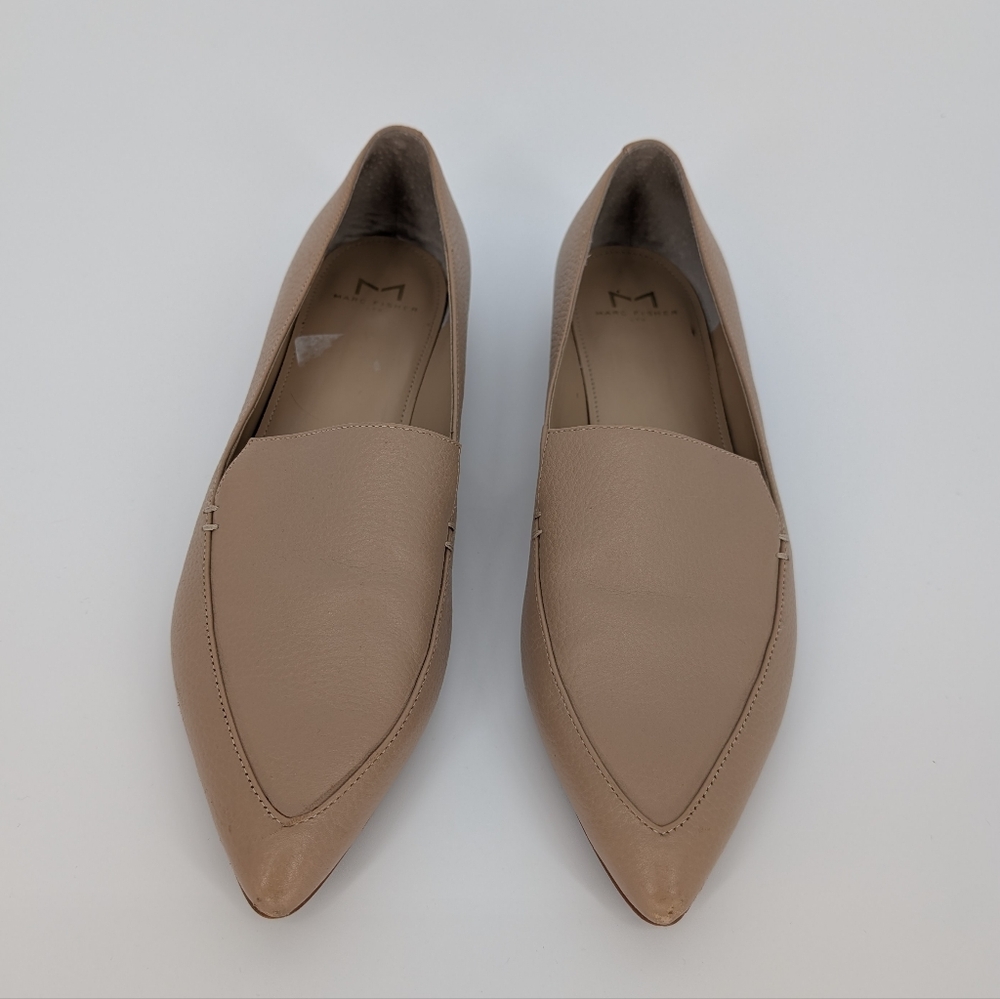 Marc Fisher Genuine Leather Pointed Toe Flats | 9M | Taupe Neutral Beige Cream - Picture 1 of 16